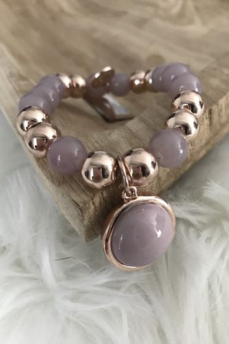 gold/ violettes Armband mit violettem Stein